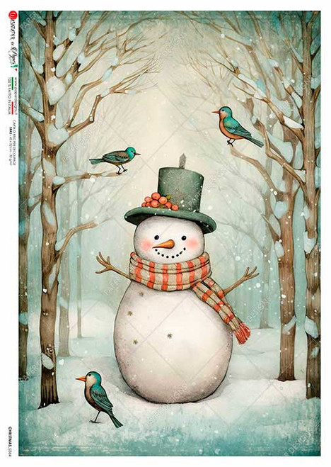 Paper Designs Country Snowman A0 Rice Paper