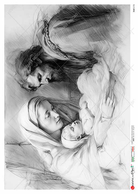 Paper Designs Graphite Nativity A4 Rice Paper