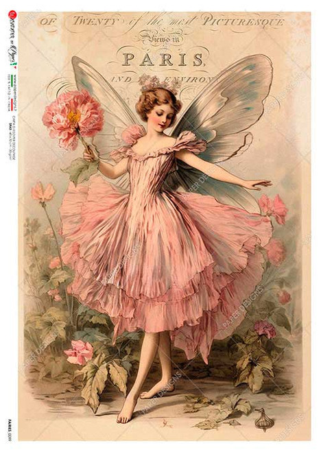 Paper Designs Parisian Fairy Holding a Bouquet A1 Rice Paper