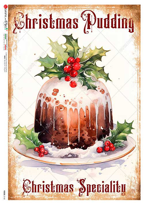 Paper Designs Christmas Pudding A4 Rice Paper