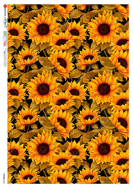 Paper Designs Repeating Bright Sunflowers A4 Rice Paper