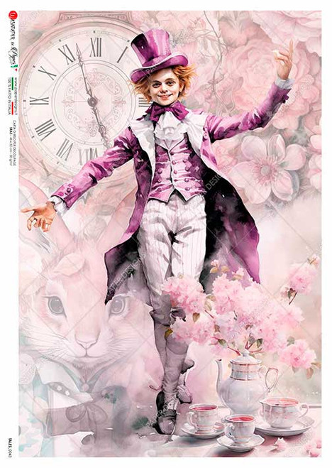 Paper Designs Purple Mad Hatter A2 Rice Paper