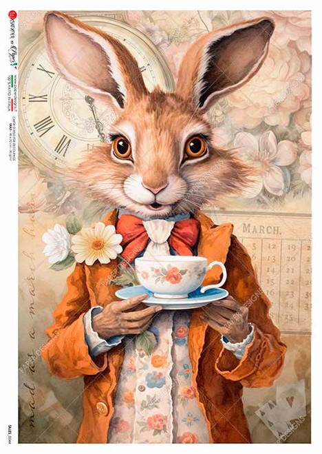 Paper Designs Rabbit with his Tea A3 Rice Paper