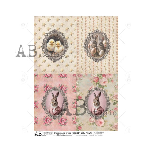 AB Studios Shabby Chic Framed Easter Four Pack A4 Rice Paper