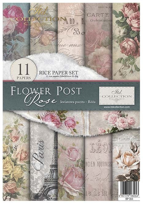 ITD Collection Rice Paper Pack Flower Post Rose