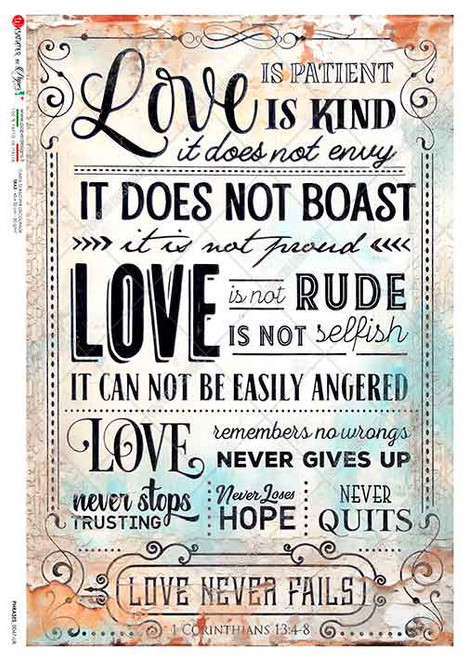 Paper Designs 1 Corinthians 13:4-8 Verse A4 Rice Paper