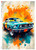 Paper Designs Vintage Blue Mustang A4 Rice Paper