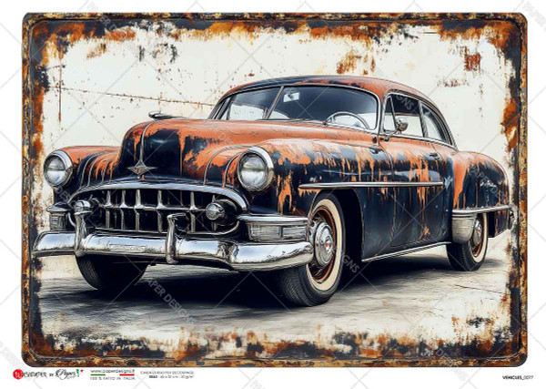 Paper Designs Grunge Vehicle Tin Sign I Rice Paper A4 Rice Paper