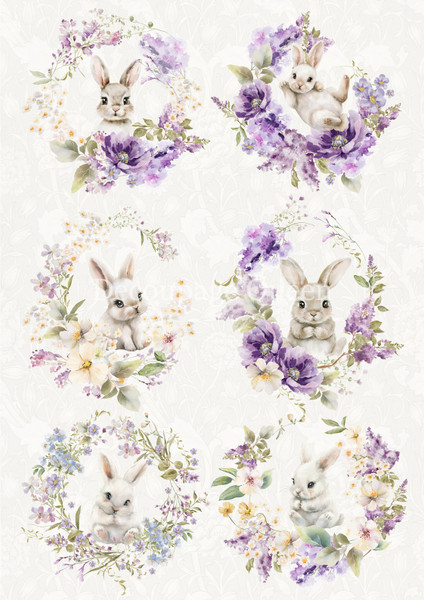 Decoupage Queen A4 Rice Paper - Spring Bunnies