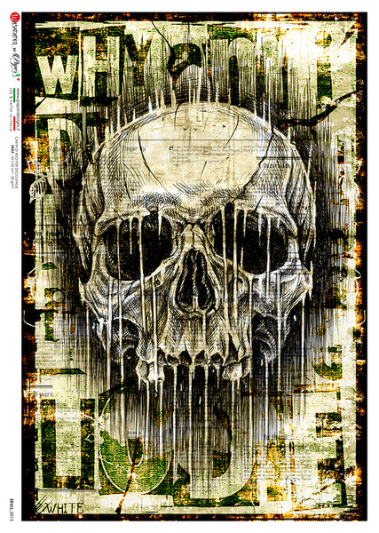 Paper Designs Paper Design Skull 0015 A4 Decoupage Rice Paper