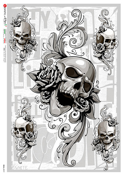 Paper Designs Skull 0019 A4 Decoupage Rice Paper