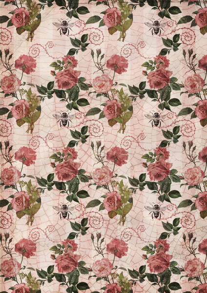 Decoupage Queen Roses and Stripes Rice Paper for Furniture