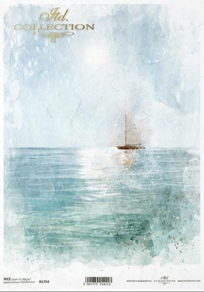 ITD Collection Sailboat Scene A4 Decoupage Rice Paper