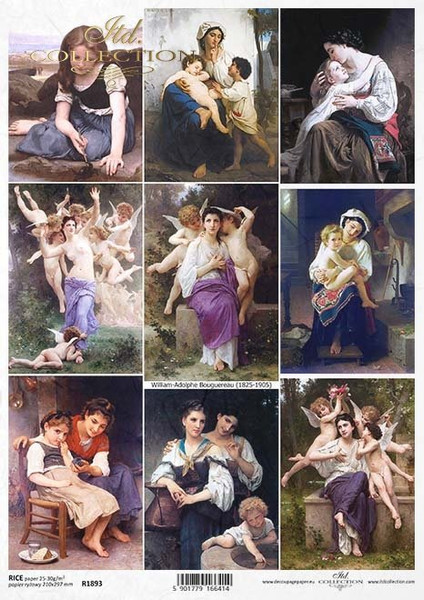 ITD Collection Bouguereau Angels A4 Decoupage Rice Paper