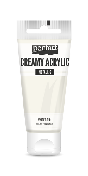 Pentart 60ml White Gold Creamy Metallic Acrylic Paint