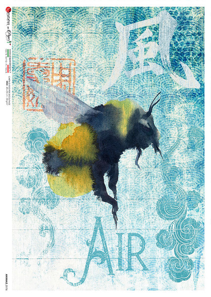 Paper Designs Large Bumblebee Animals 0176 A4 Decoupage Rice Paper