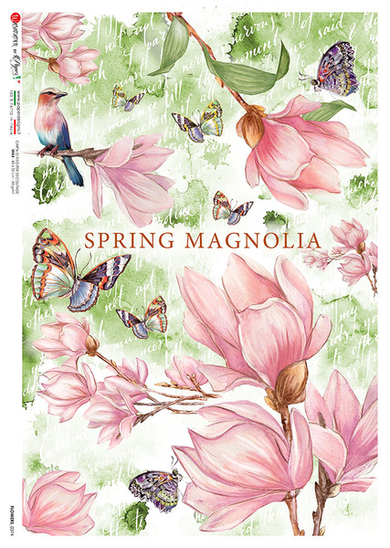 Paper Designs Pink Magnolia Flowers 0374 A3 Decoupage Rice Paper