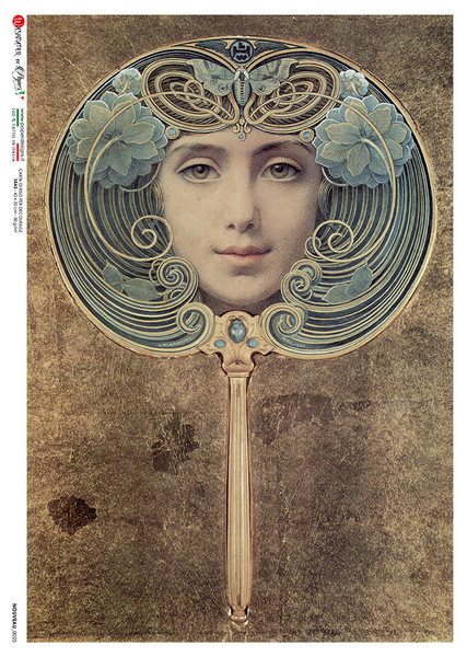 Paper Designs Face on Mirror Nouveau 0025 A3 Decoupage Rice Paper