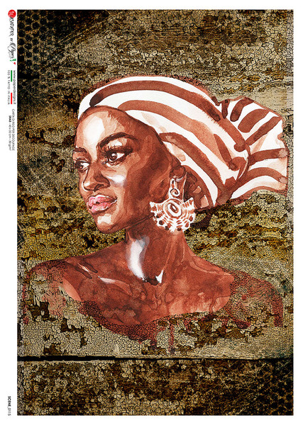 Paper Designs Girl Woman with Headwrap Scene 0115 A3 Decoupage Rice Paper