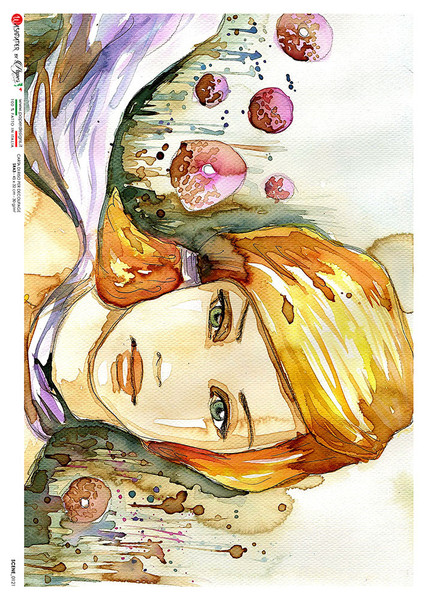 Paper Designs Blonde Watercolor Portrait Scene 0121 A3 Decoupage Rice Paper