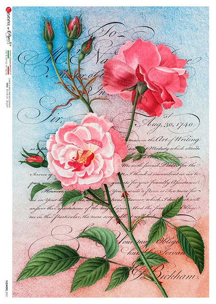 Paper Designs Pink Roses A2 Rice Paper for Furniture