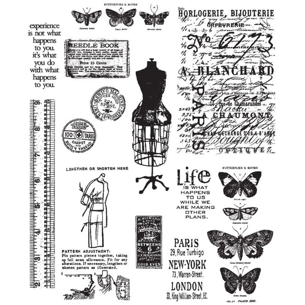 Tim Holtz Stampers Anonymous 7"x8.5" Attic Treasures Rubber Cling Stamp