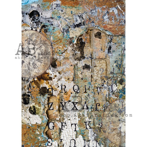 AB Studios 0145 Chippy Rusty Wall A4 Decoupage Rice Paper