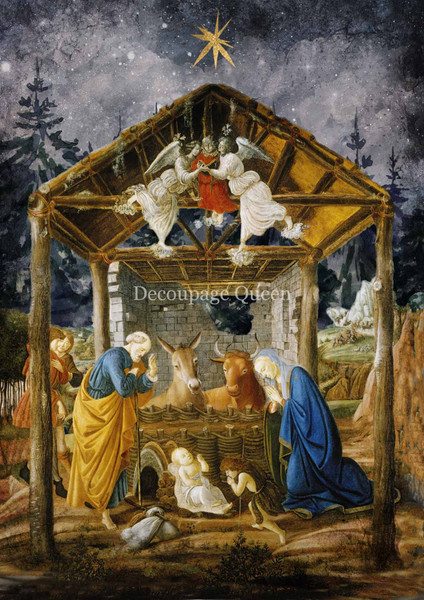 Decoupage Queen Botticelli's Nativity A3 Rice Paper