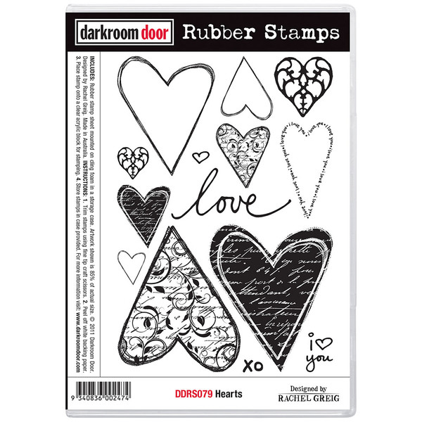 Darkroom Door Hearts Rubber Stamp Set