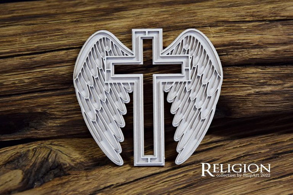 Snipart Religion Layered Winged Cross 2 Chipboard