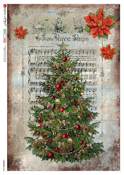 Paper Designs 0340 Beautiful Tree Christmas A4 Decoupage Rice Paper