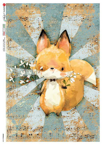 Paper Designs 0184 Friendly Fox A3 Decoupage Rice Paper