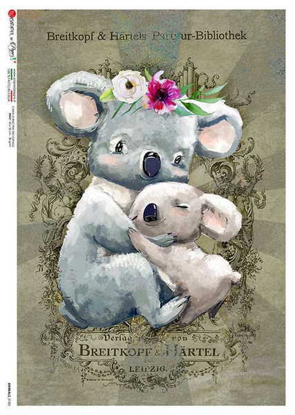 Paper Designs 0185 Cuddly Koalas A4 Decoupage Rice Paper