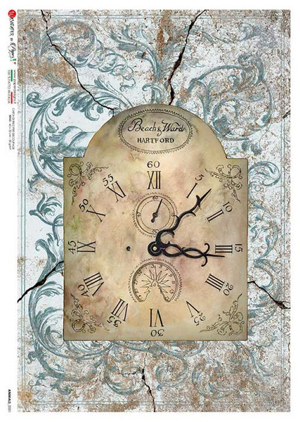 Paper Designs 0036 Vintage Clock A3 Decoupage Rice Paper