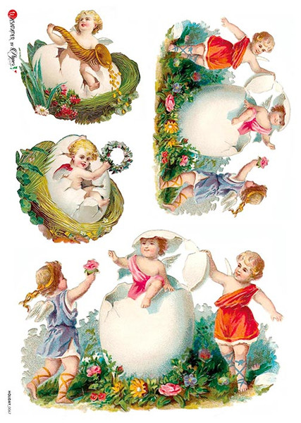 Paper Designs Holiday 0067 Easter Cherubs A4 Rice Paper