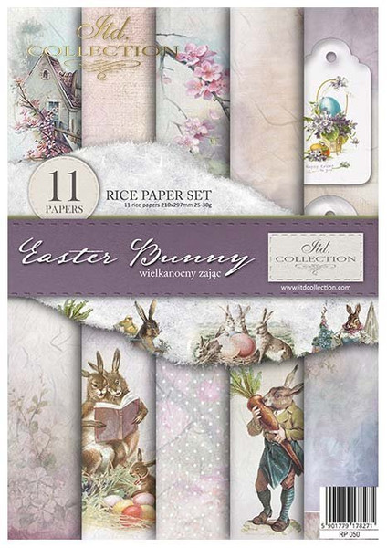 ITD Collection Rice Paper Pack of 11 A4 Easter Bunny