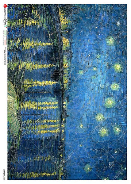 Paper Designs Rice Paper Van Gogh Stars over the Rhone Artwork 0131 A4 Rice Paper
