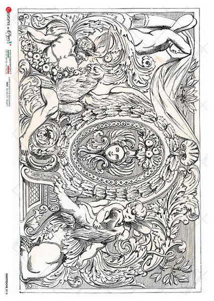 Paper Designs Rice Paper Bacchus Etching Grottesque 0018 A4 Rice Paper
