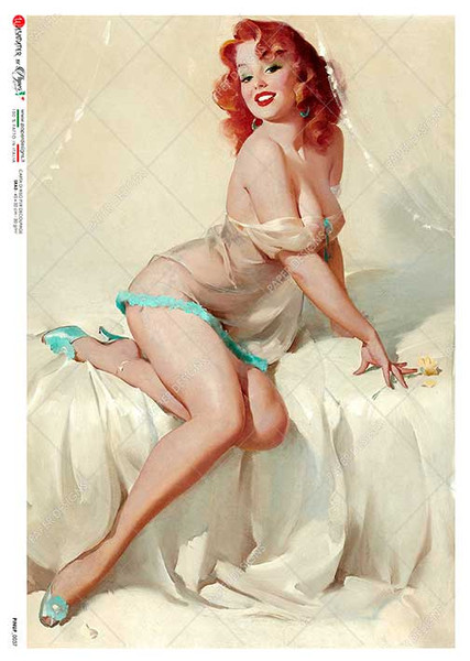 Paper Designs Rice Paper Gorgeous Redhead Pinup 0037 A3 Rice Paper