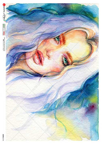 Paper Designs Rice Paper Watercolor Silver Hair Portrait Scenes 0134 A3 Rice Paper