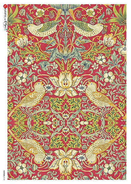 Paper Designs William Morris Strawberry Thief Finches Wallpaper A3 Rice Paper
