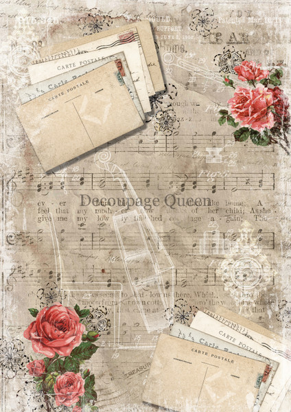 Decoupage Queen Autumn Violin Background A1 Rice Paper