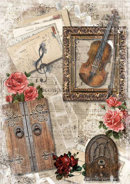 Decoupage Queen Autumn Violin A0 Rice Paper