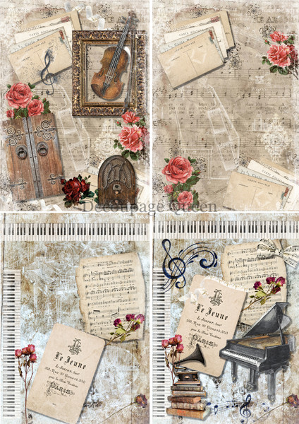 Decoupage Queen Music 4 Pack A4 Rice Paper