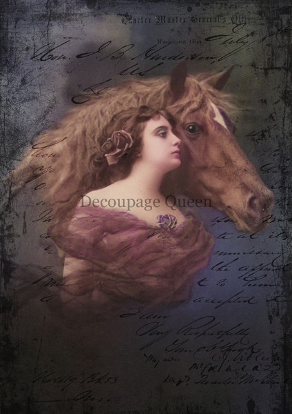 Decoupage Queen Equestrian Beauty A3 Rice Paper
