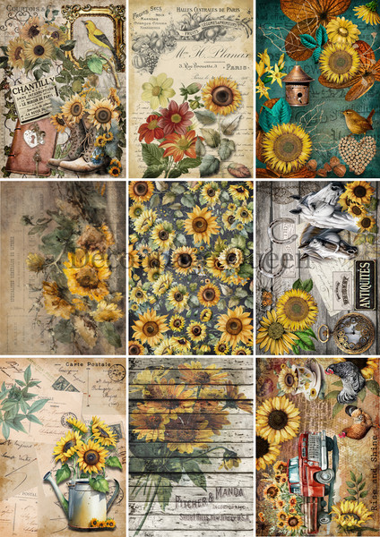 Decoupage Queen Sunflower Journaling A3 Rice Paper