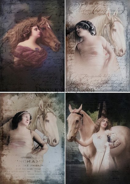 Decoupage Queen For the Love of Horses 4 Pack Vellum Paper