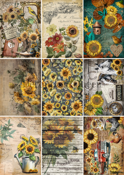 Decoupage Queen Sunflower Journaling Cards Vellum Paper