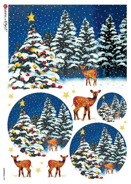 Paper Designs Deer in the Snow A4 Rice Paper