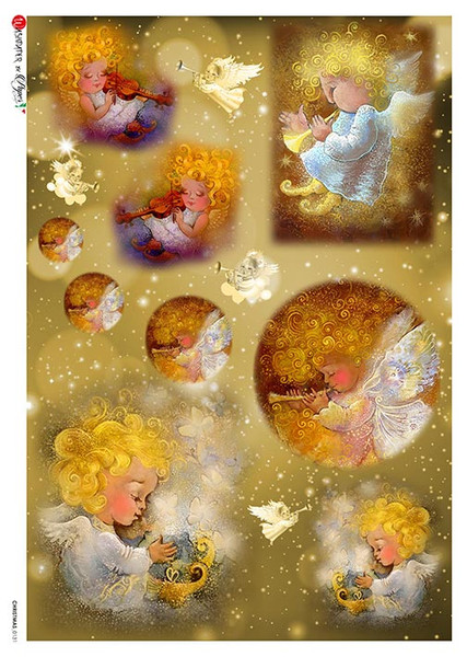 Paper Designs Gilded Musical Angels A3 Rice Paper